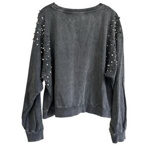 Pearls on Gray Crop Sweatshirt Women M Relaxed boxy Fit Soft by Lindex